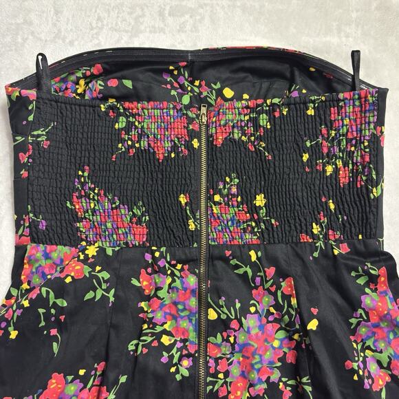 Free People Strapless Mini Dress Sexy Little Black Going out Summer Sz 4 Zip up - Picture 3 of 9